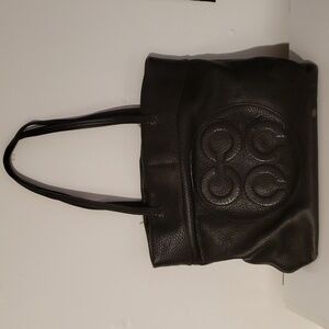 Vintage Coach Julia Black Op Art Tote Bag Large Pebbled Leather (USED)